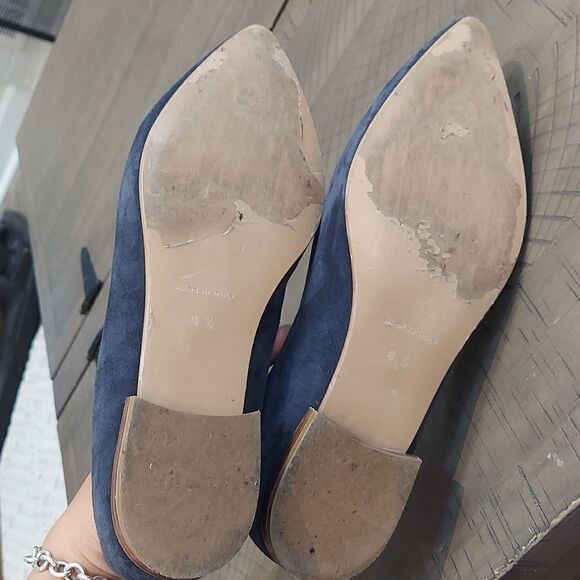 Everlane Navy Blue Suede Modern Point Loafers Sz 8.5 - Picture 6 of 9